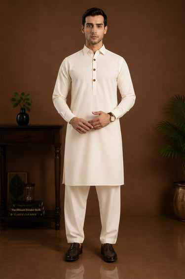 Men's Blended Kameez Shalwar – CREAM