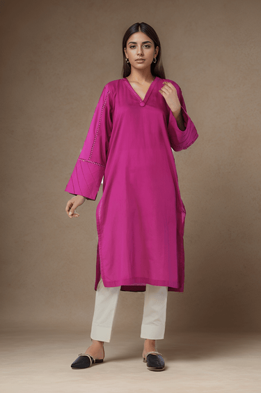 1 Pc Solid Cambric Stitched Shirt - Prime Point Store