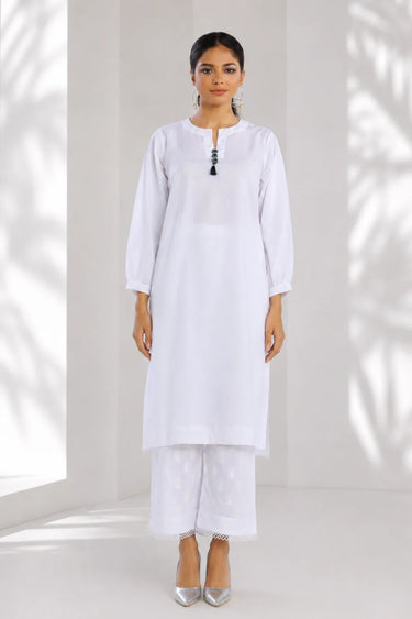 1PC Solid Cambric Stitched Shirt