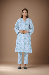 2 Pc Printed Cambric Stitched Co - ords - Prime Point Store