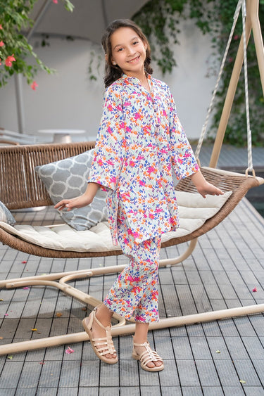 2 Pc Printed Cambric Suit For Girl - Prime Point Store