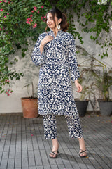 2 Pc Printed Slub Linen Stitched - Prime Point Store