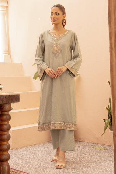 2 Pc Silt Green Viscose Luxury Stitched Suit - Prime Point Store