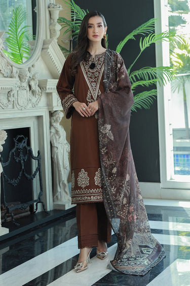 3 Pc Cambric Dyed Embroidered Stitched Suit - Prime Point Store
