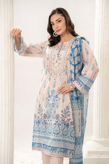 3 Pc Cotton Embroidered Printed Lawn Unstitched Suit - Prime Point Store
