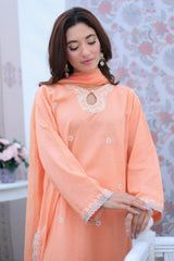 3 Pc Dobby Embroidered Luxury Stitched Suit - Prime Point Store