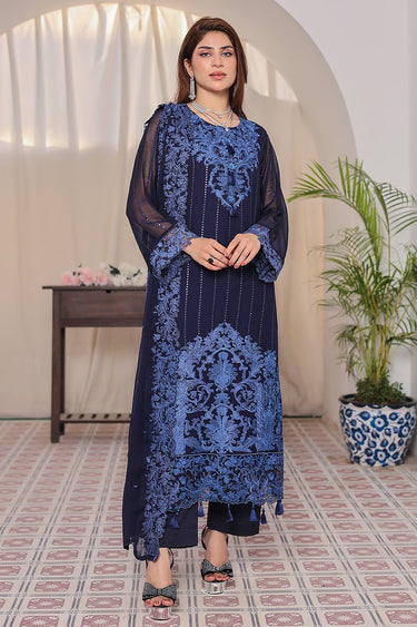 3 Pc Embroidered Chiffon Luxury Unstitched Suit - Prime Point Store