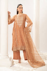 3 Pc Embroidered Organza Unstitched Suit - Prime Point Store
