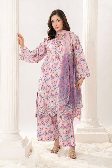 3 Pc Embroidered Printed Lawn Unstitched Suit - Prime Point Store