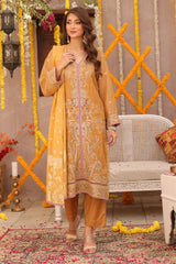 3 Pc Embroidered Zari Net Luxury Stitched Suit - Prime Point Store