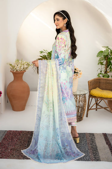 3 Pc Printed Embroidered Charmeuse Silk Unstitched Suit - Prime Point Store