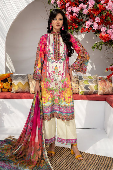 3 Pc Printed Embroidered Raw Silk Unstitched Suit - Prime Point Store