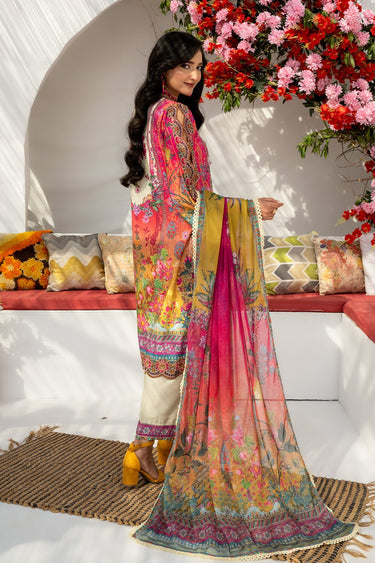 3 Pc Printed Embroidered Raw Silk Unstitched Suit - Prime Point Store