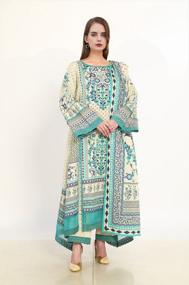 3 Pc Printed Khaddar Stitched Suit - Prime Point Store