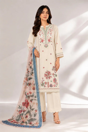 3 PIECE - EMBROIDERED CAMBRIC SUIT