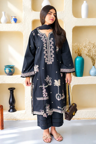 3 PIECE - EMBROIDERED CAMBRIC SUIT