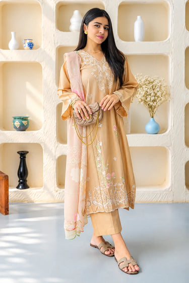 3 PIECE - EMBROIDERED CAMBRIC SUIT
