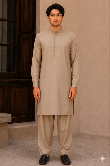 Men's Cotton Kameez Shalwar – BEIGE
