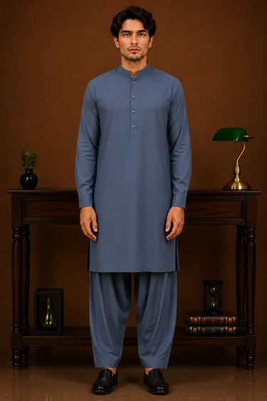 Wash & Wear Suit - Stone Blue