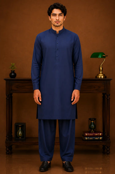 Men's Cotton Kameez Shalwar – NAVY BLUE