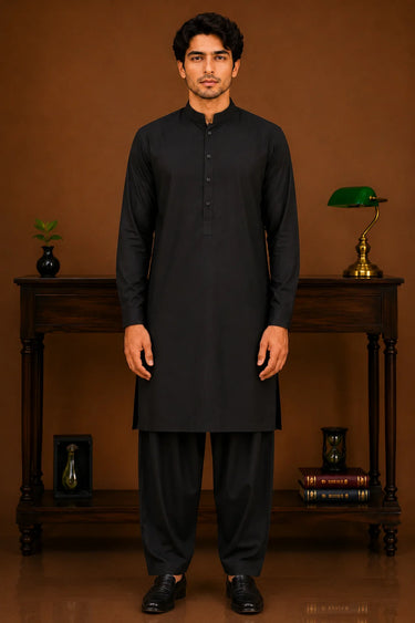 Men's Cotton Kameez Shalwar – BLACK