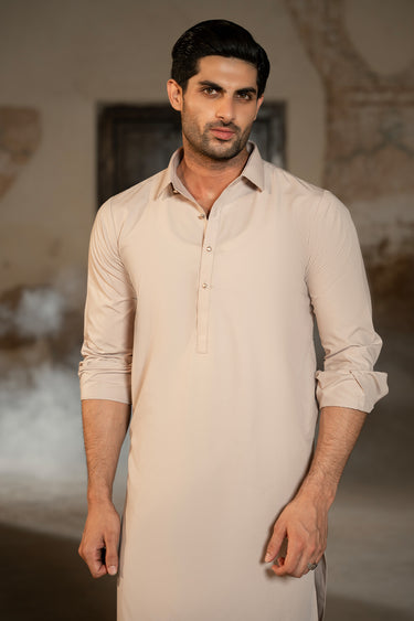 Light Fawn Blended Kameez Shalwar