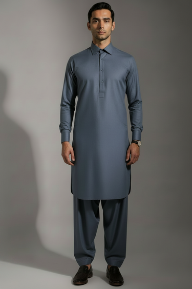 Men's Blended Kameez Shalwar – STONE BLUE