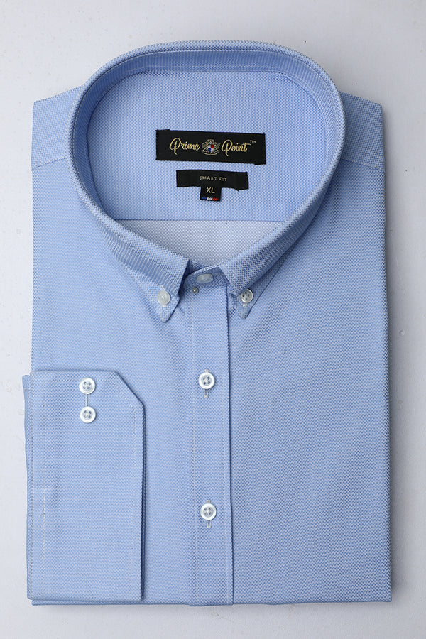 Light Blue Textured Casual Shirt For Men - Prime Point Store