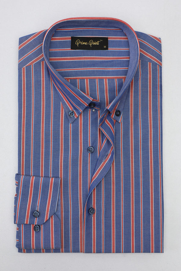 Blue Stripe Casual Shirt For Men - Prime Point Store