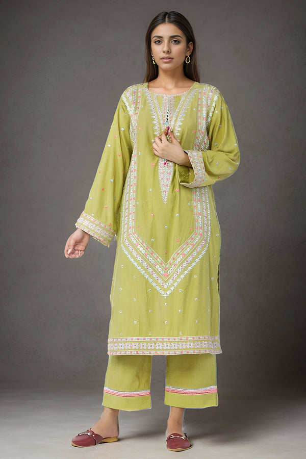 2 Pc Embroidered Lawn Luxury Stitched Suit - Prime Point Store