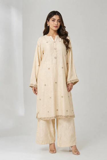 2 Piece - Embroidered Jacquard Suit