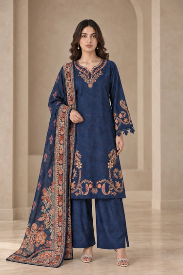 3 PIECE - EMBROIDERED JACQUARD SUIT