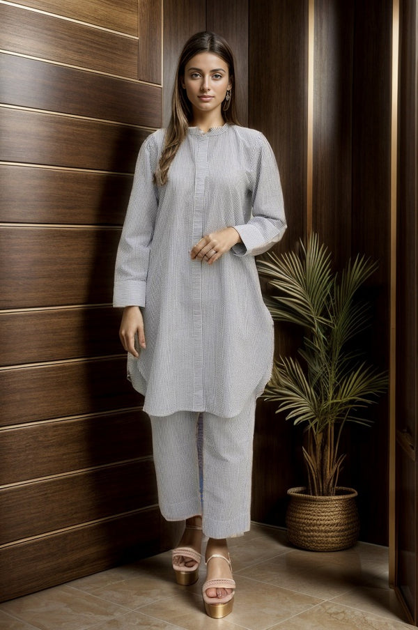 2 Pc Printed Yarn Dyed Stitched Suit - Prime Point Store