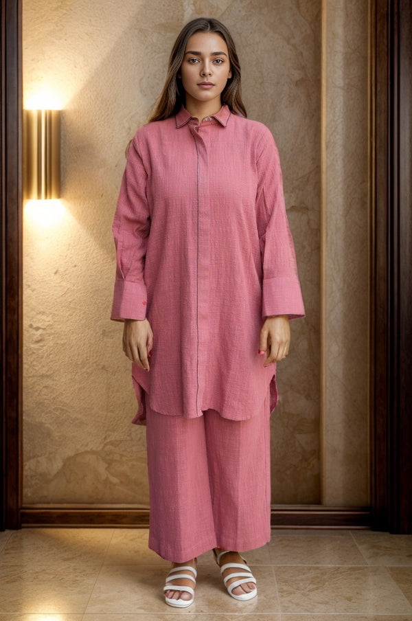 2 Pc Solid Yarn Dyed Stitched Suit - Prime Point Store