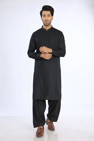 Black Blended Casual Shalwar Kameez For Men - Prime Point Store