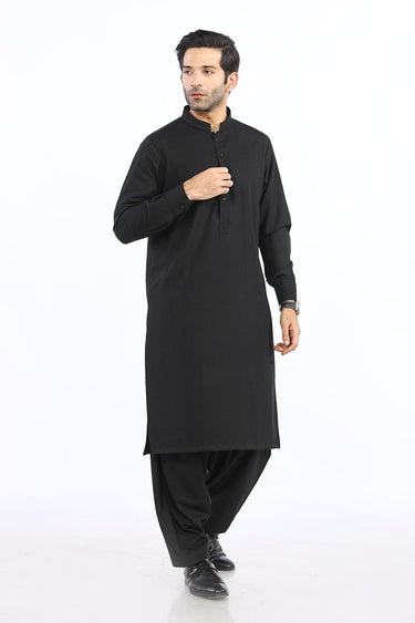 Black Cotton Casual Shalwar Kameez For Men - Prime Point Store