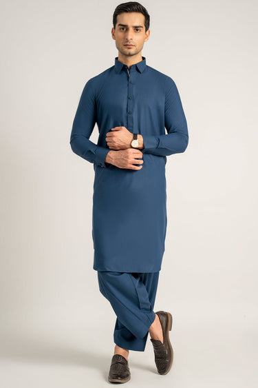 Blue Fashion Wash & Wear Shalwar Kameez For Men - Prime Point Store