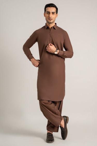 Brown Wash & Wear Shalwar Kameez For Men - Prime Point Store