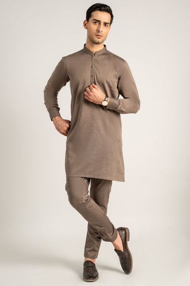 Coffee Brown Blended Shalwar Kameez For Men - Prime Point Store