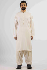 Cream Blended Casual Shalwar Kameez For Men - Prime Point Store
