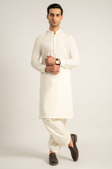 Cream Wash & Wear Shalwar Kameez For Men - Prime Point Store