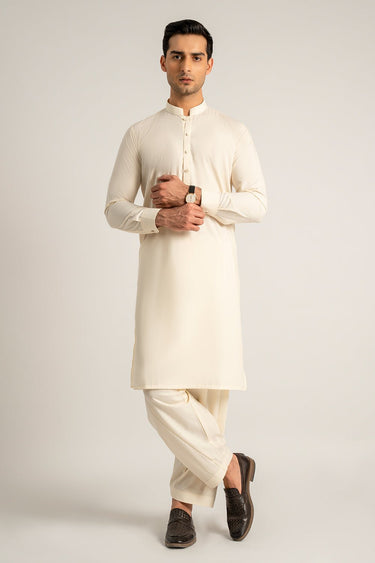 Cream Wash & Wear Shalwar Kameez For Men - Prime Point Store