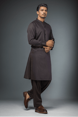 Dark Brown Blended Casual Shalwar Kameez For Men - Prime Point Store