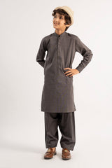 Dark Grey Wash & Wear Shalwar Kameez For Boy - Prime Point Store