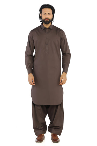 D/Brown Wash & Wear Shalwar Kameez - Prime Point Store