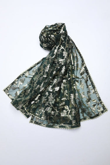 Green Raw Silk Stole - Prime Point Store