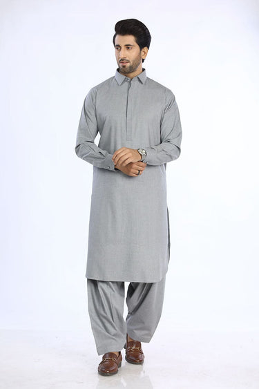 Grey Cotton Casual Shalwar Kameez For Men - Prime Point Store