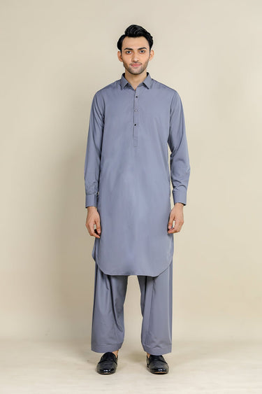 Grey Sub Linen Kameez Shalwar For Men - Prime Point Store