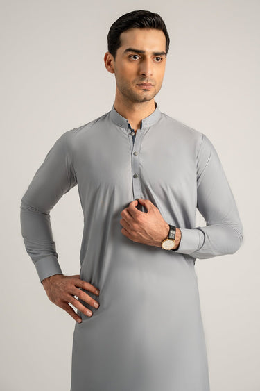 Grey Wash & Wear Shalwar Kameez For Men - Prime Point Store