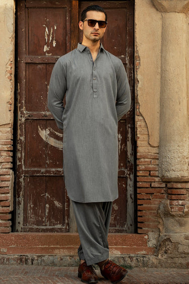 H Grey Wash & Wear Shalwar Kameez For Men - Prime Point Store